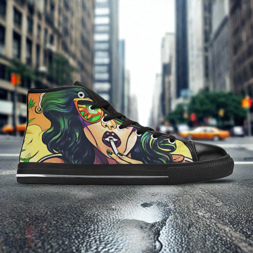 Phoenix Teal Gold Wearable WOMEN Bold Art - Freaky Shoes | Custom Art Sneakers