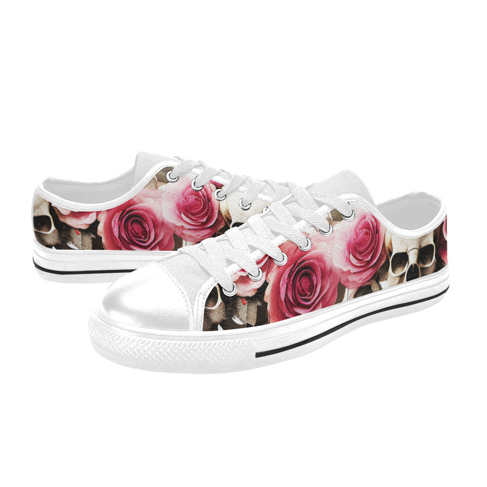 WOMEN'S Skulls Roses Deluxe 14 Canvas Wallpaper Art Custom Sneakers