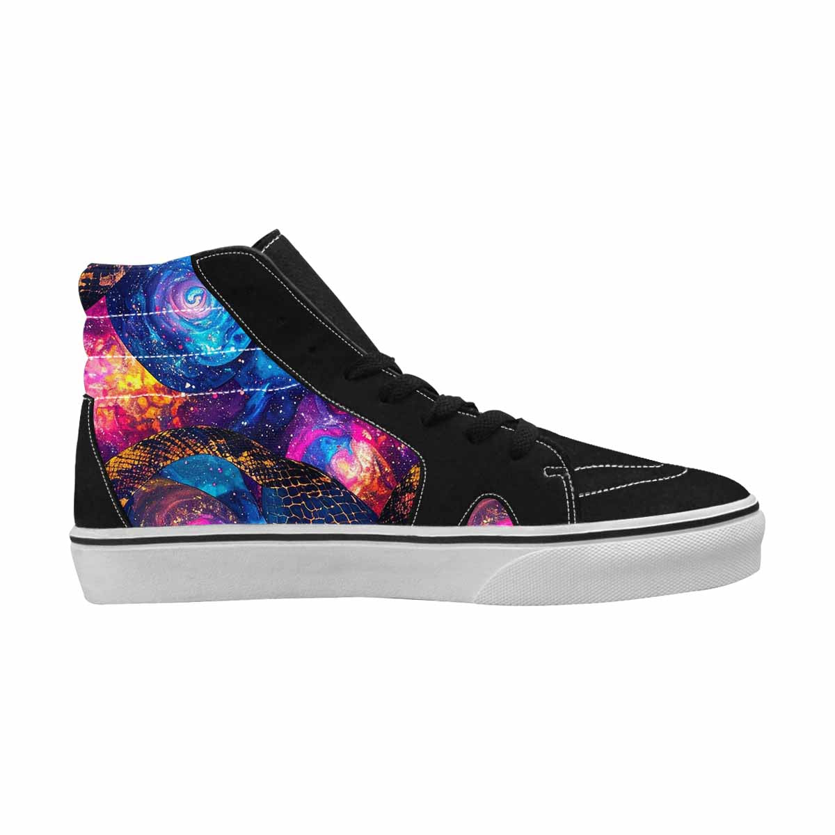 WOMEN'S Galaxy Snake Print High Top Canvas Dark Academia Custom Shoes