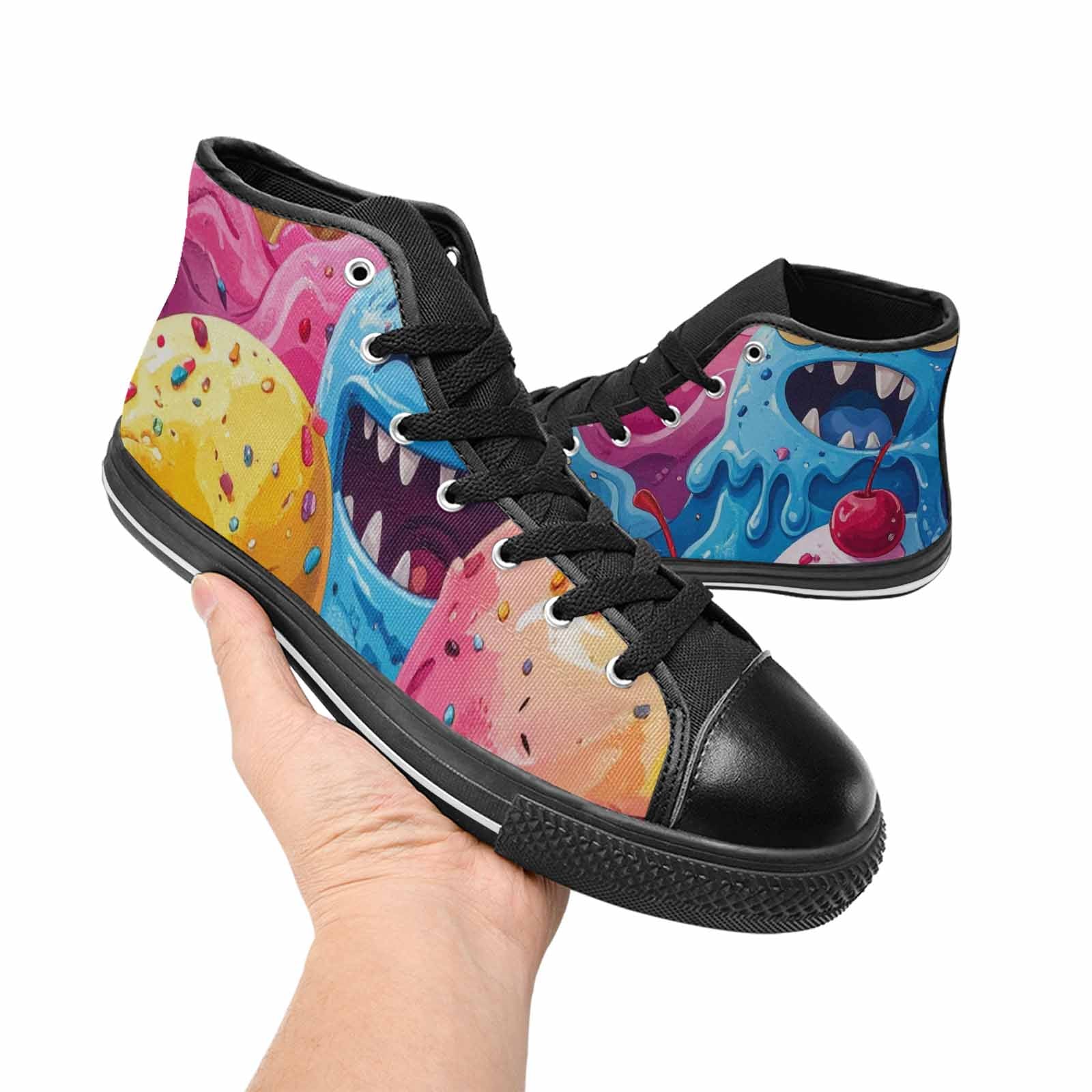 WOMEN'S Melting Icecream Monster Cherry High Top Canvas Aesthetic Shoes