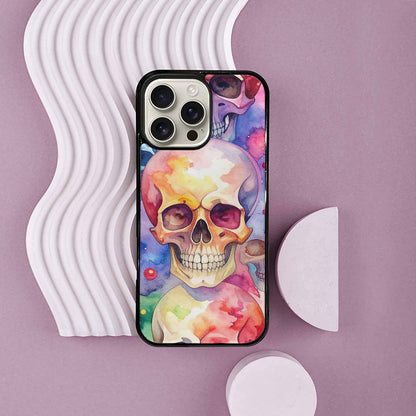iPhone 16 Pro Max Case — Kulls Watercolor Skulls Small Skull Pattern, Custom Printed Phone Case