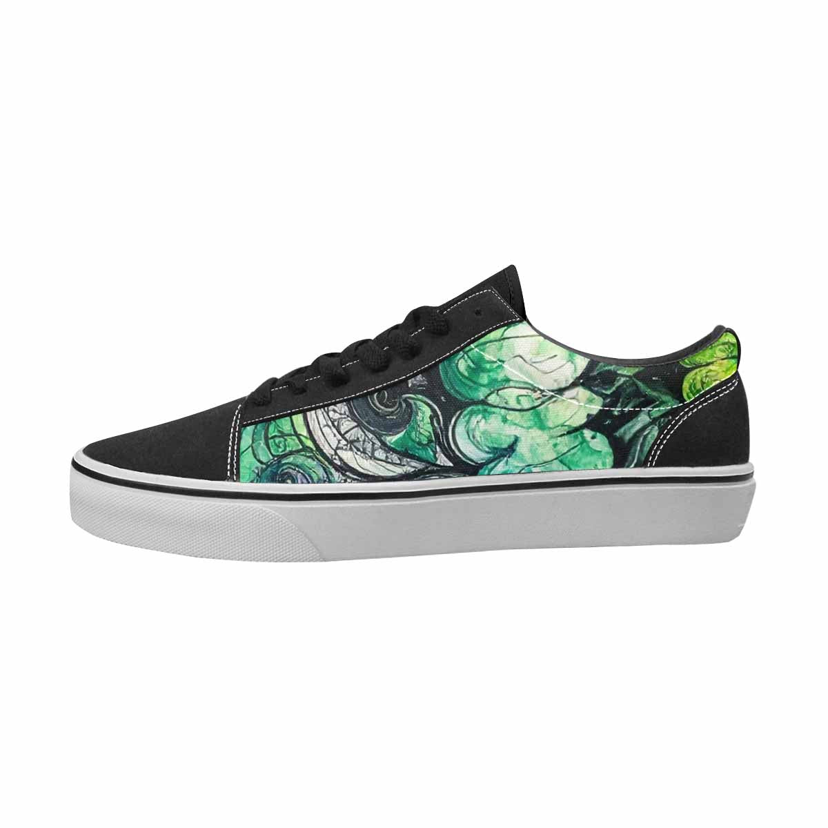 WOMEN'S Tie Dye Black & Green Ink Canvas Boutique Vibrant Chaos Custom Shoes