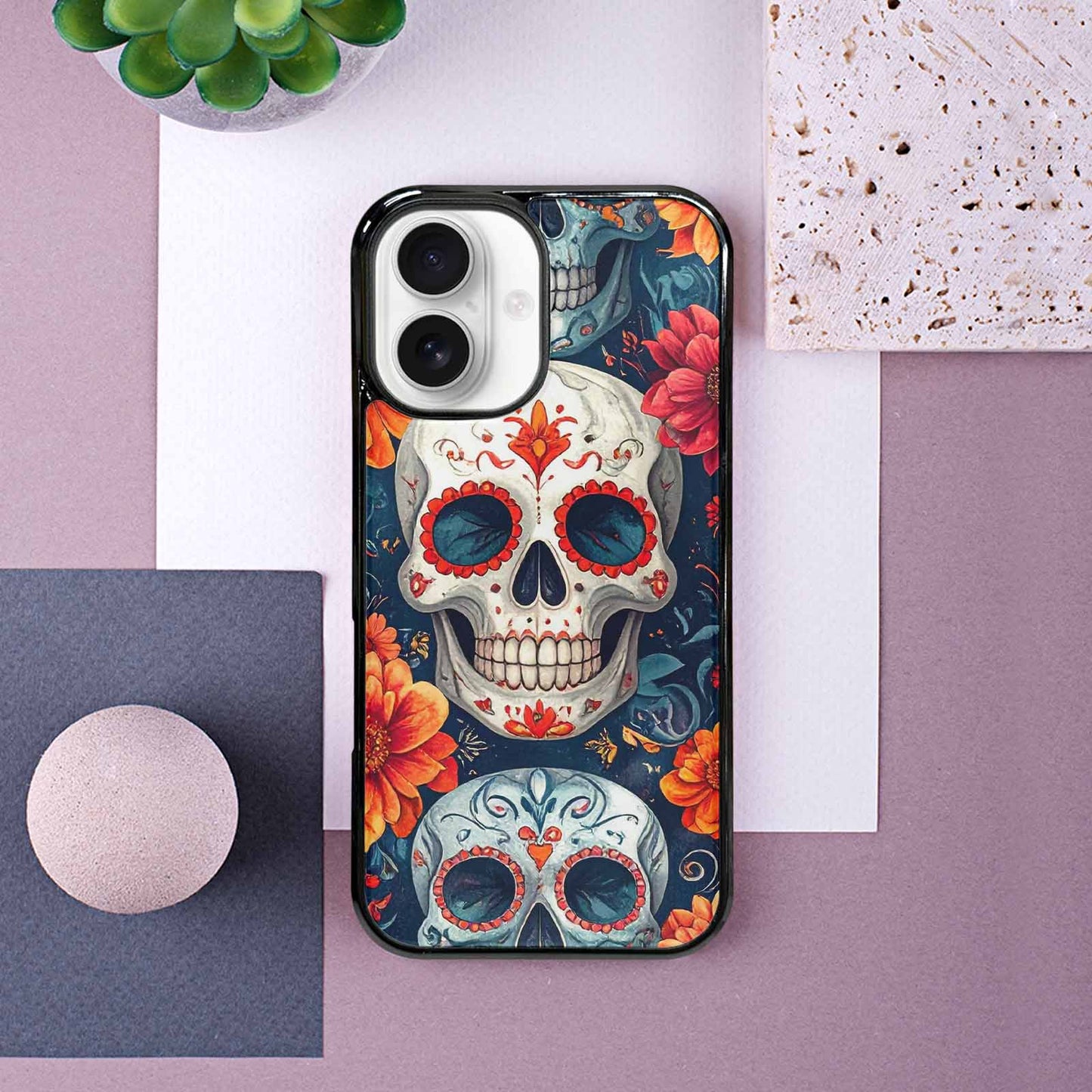 iPhone 16 Case — Marble Skull Custom, Custom Designed Case Cover