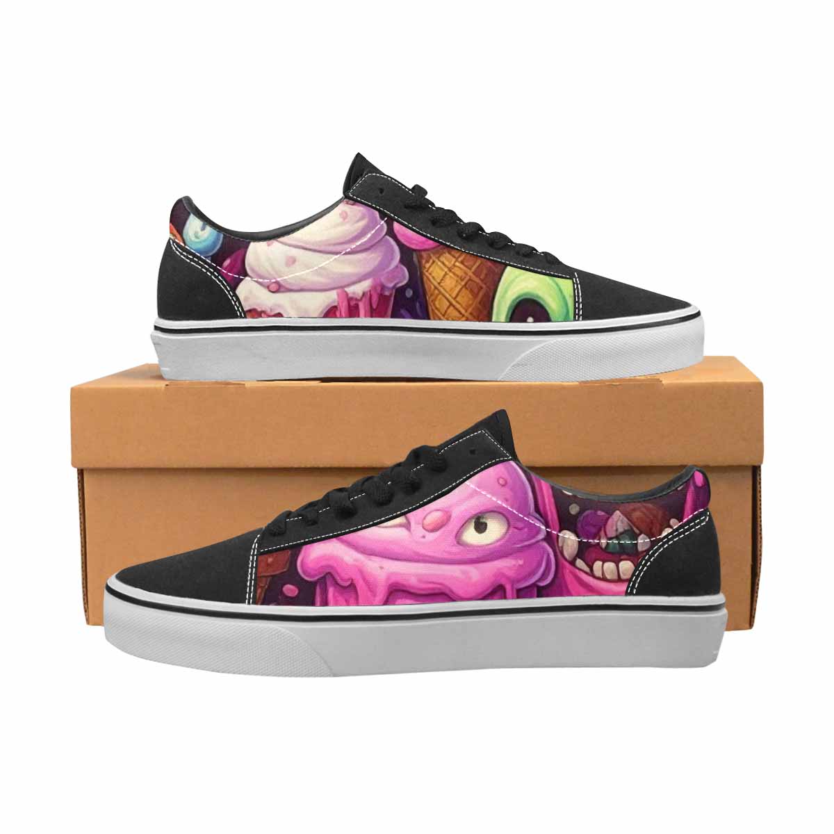 WOMEN'S Ice Cream Monsters  Lace-Up Canvas Dreamlike Custom Shoes