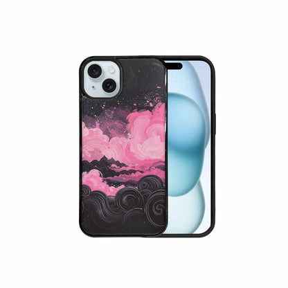 iPhone 15 Plus Case — Van Gogh Swirl Black Pink Ink, Custom Print Case Cover