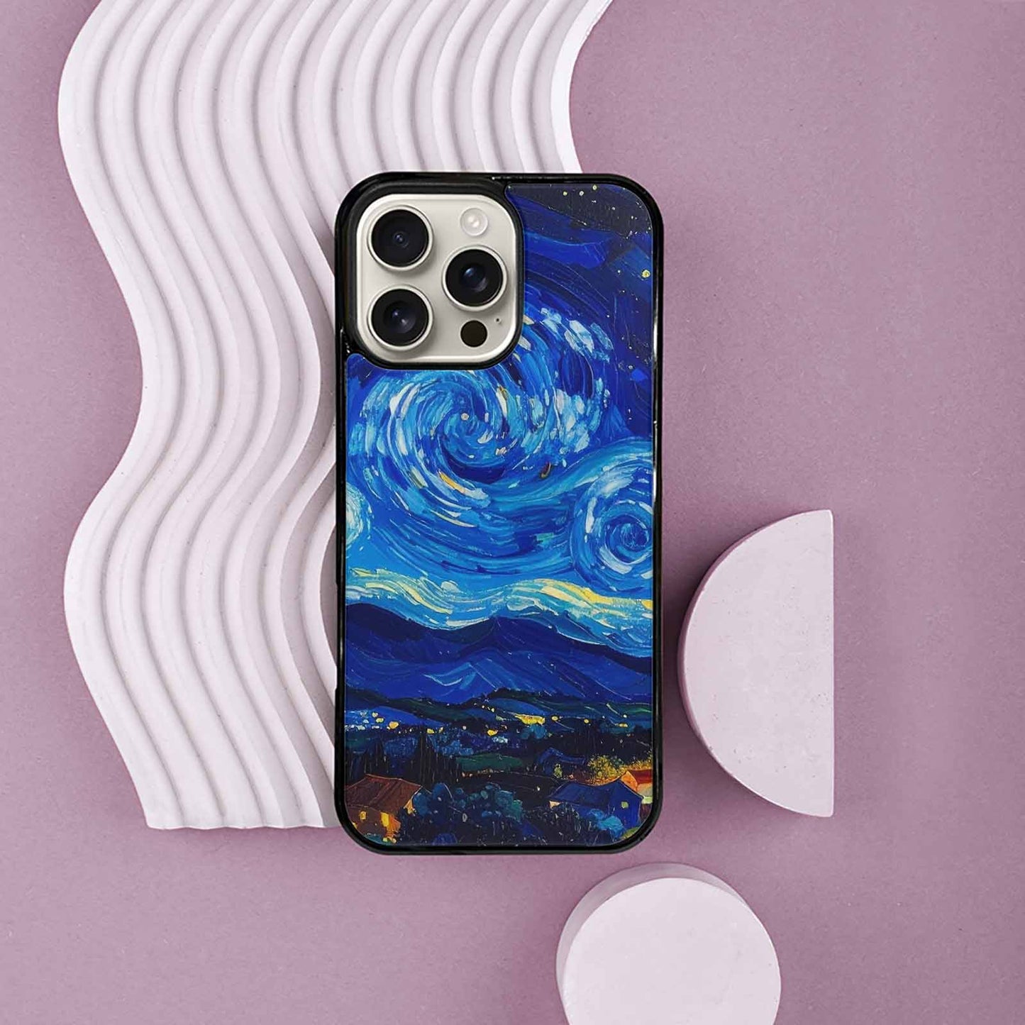 iPhone 16 Pro Max Case — Starry Night Van Gogh Paint Art, Custom Designed Case Cover