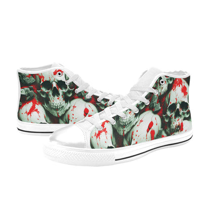 WOMEN'S Splatter Skulls 4 High Top Canvas Y2K Sneakers