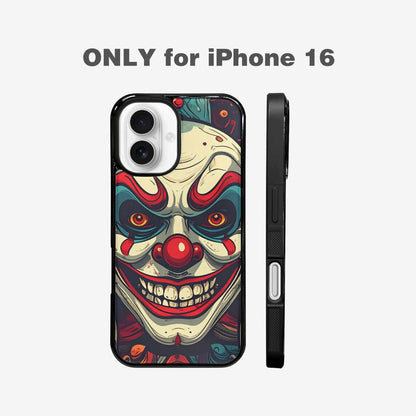 iPhone 16 Case — Evil Circus Heads Faces Overlapping Patterns, Custom Art Phone Cover
