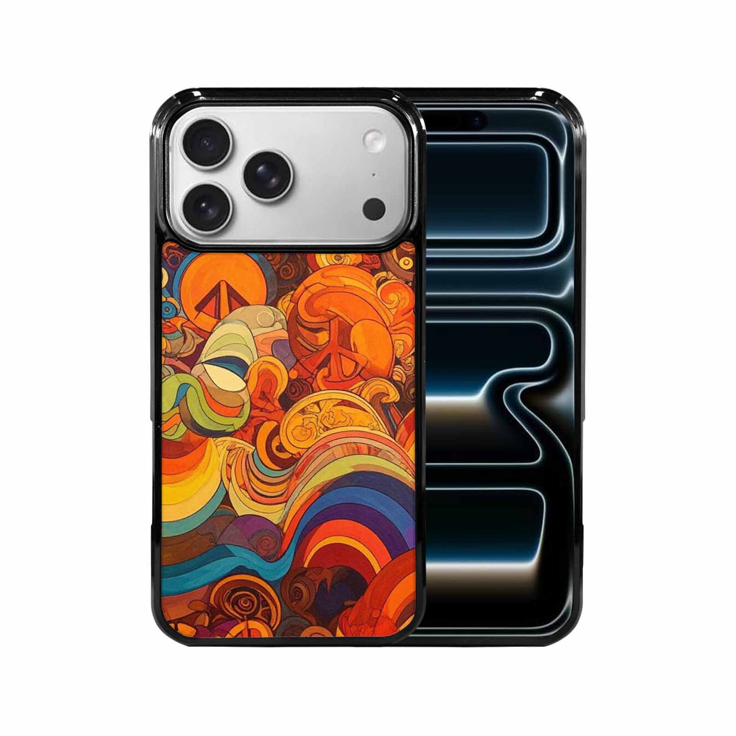 iPhone 17 Pro Max Case — Small Groovy Peace Sign Original Art, Custom Made Phone Cover
