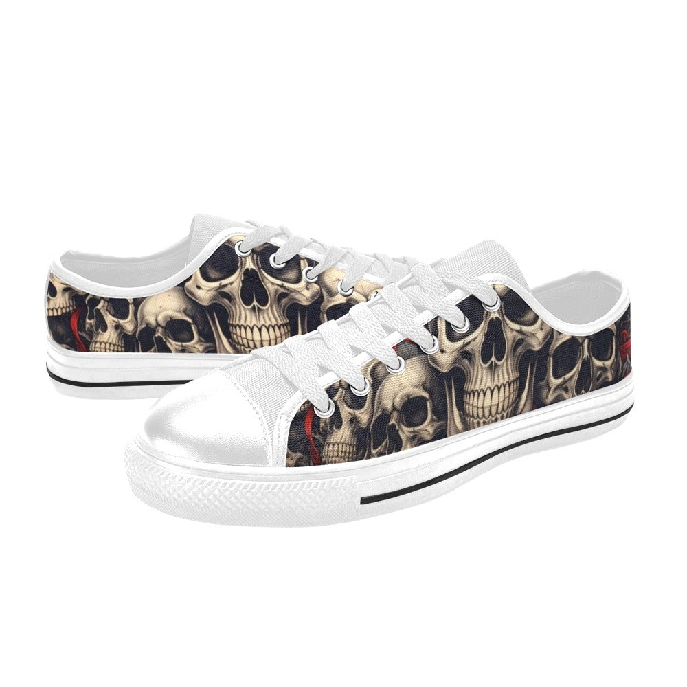 MEN'S Patriotic Skull Flag Low Top Canvas Dark Academia Custom Shoes