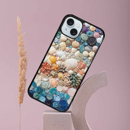 iPhone 15 Plus Case — Seashell Collage Seashell Collage Pattern Hundreds, Custom Printed Phone Case