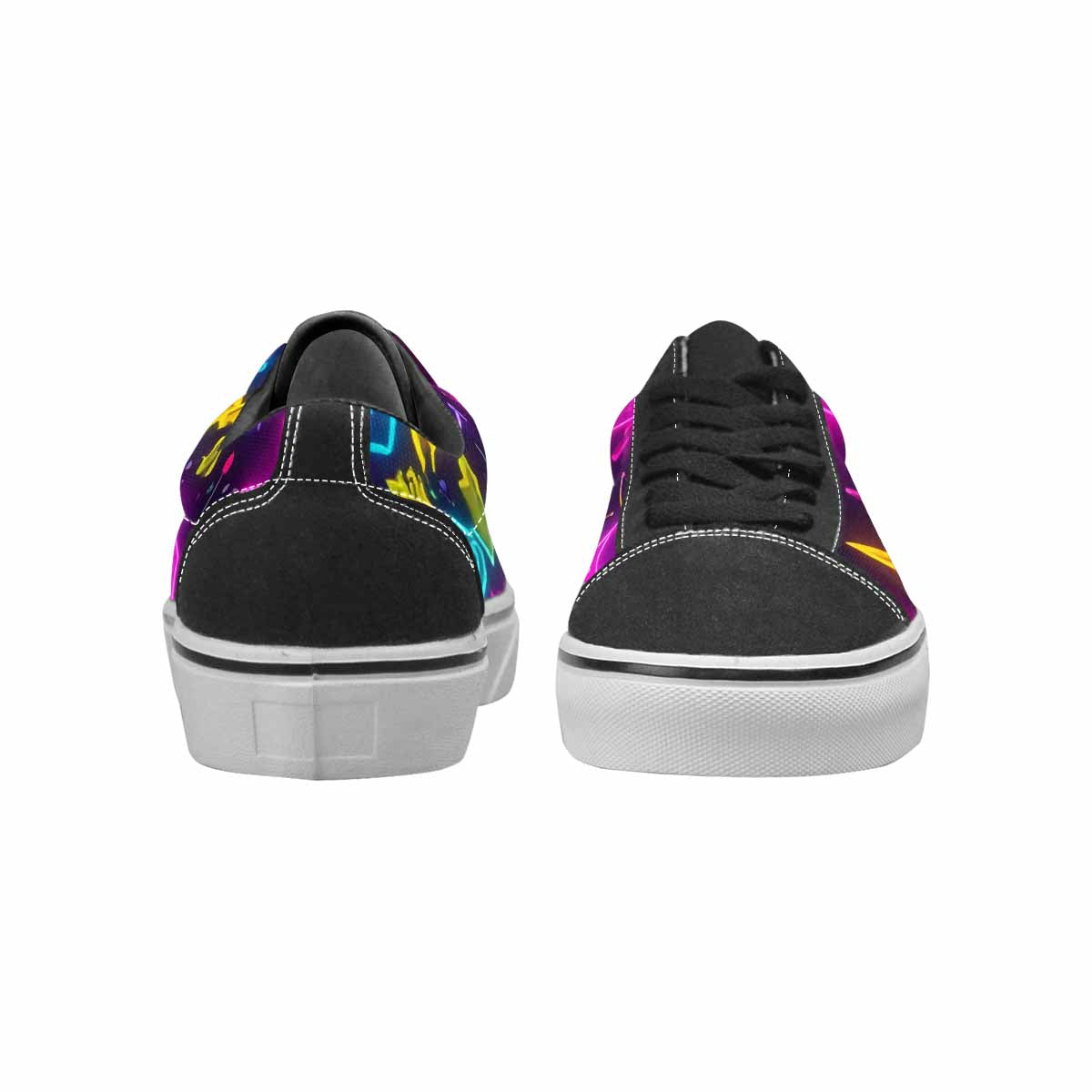 WOMEN'S 80s Retro Motif Lace-Up Canvas Wallpaper Art Custom Sneakers