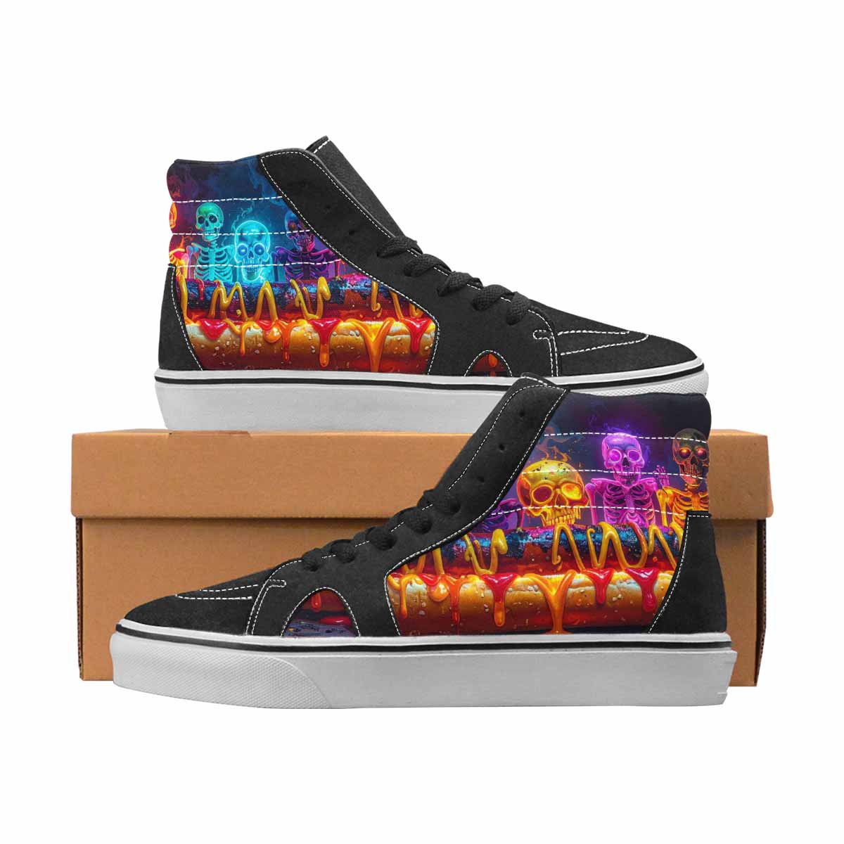 WOMEN'S Skulls High Top Canvas Statement Y2K Custom Canvas Shoes