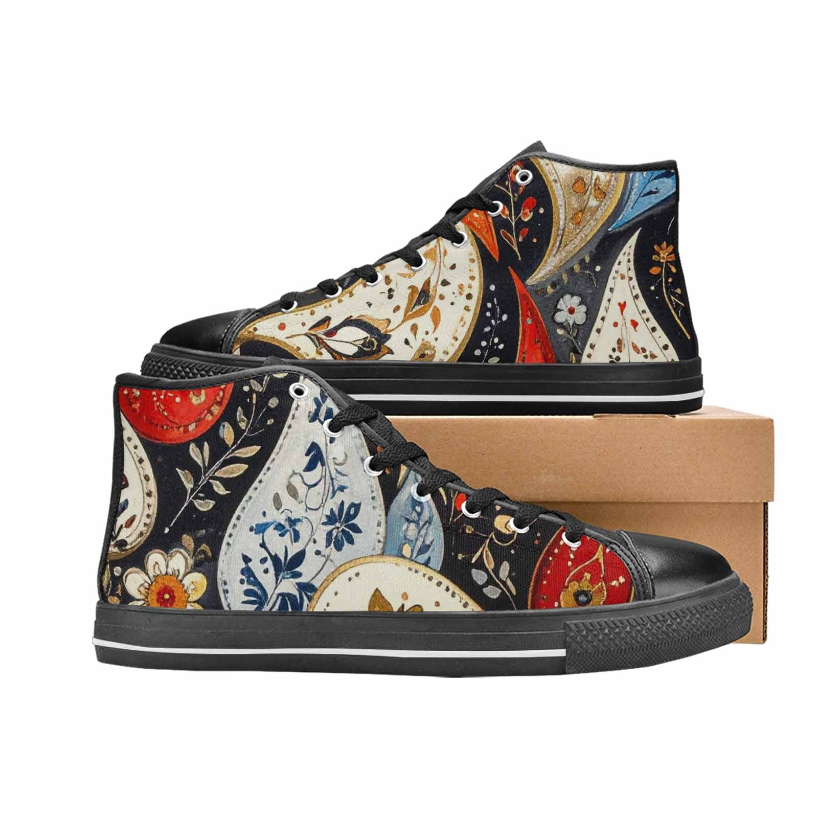 WOMEN'S Paisley Bandana High Top Canvas Vibrant Chaos Sneakers