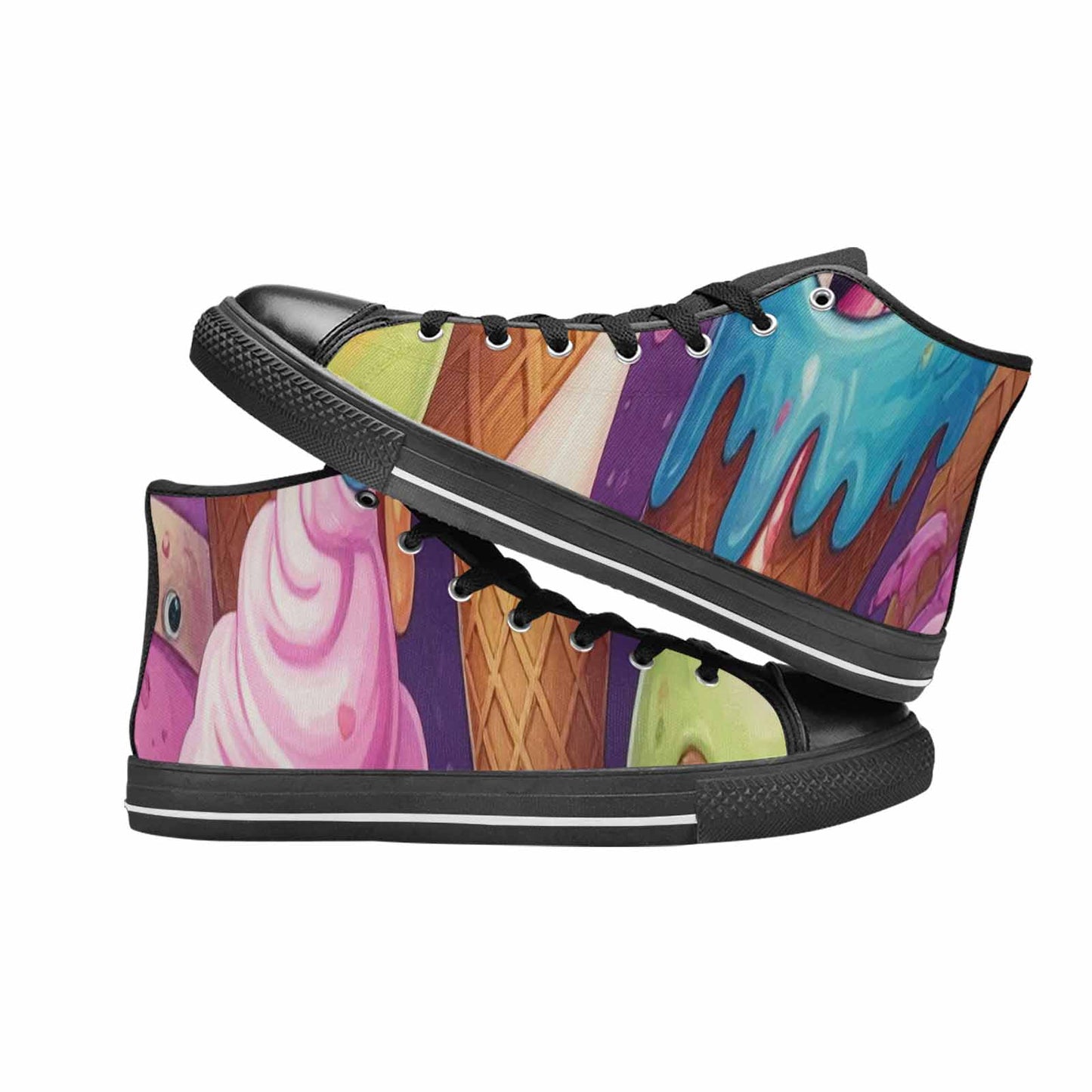 MEN'S Melting Icecream Cone Monster High Top Canvas Wallpaper Art Custom Sneakers