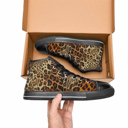 WOMEN'S Animal Print High Top Canvas Wallpaper Art Custom Sneakers