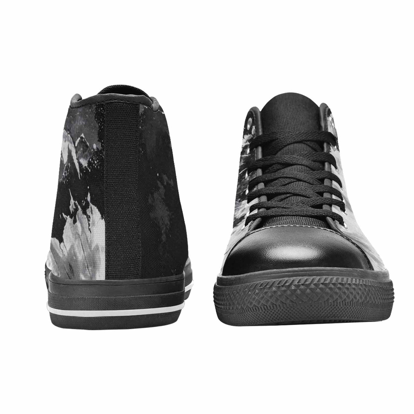 MEN'S Tie Dye Acid Wash Black White High Top Canvas Dark Academia Shoes