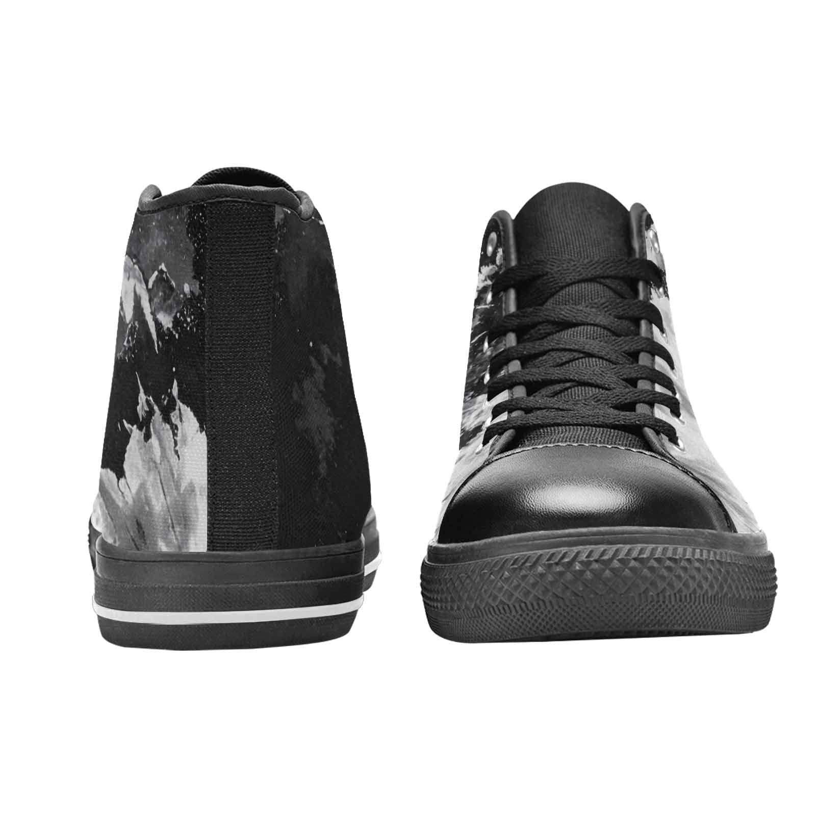 MEN'S Tie Dye Acid Wash Black White High Top Canvas Dark Academia Shoes