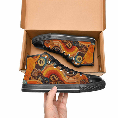 WOMEN'S Groovy 70S Peace High Top Canvas Dark Academia Shoes