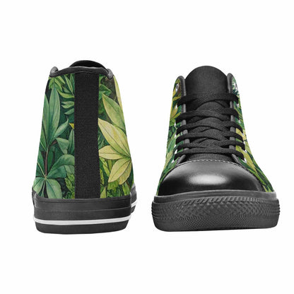 WOMEN'S Seven-Point Palmate Leaf High Top Canvas Wallpaper Art Custom Shoes