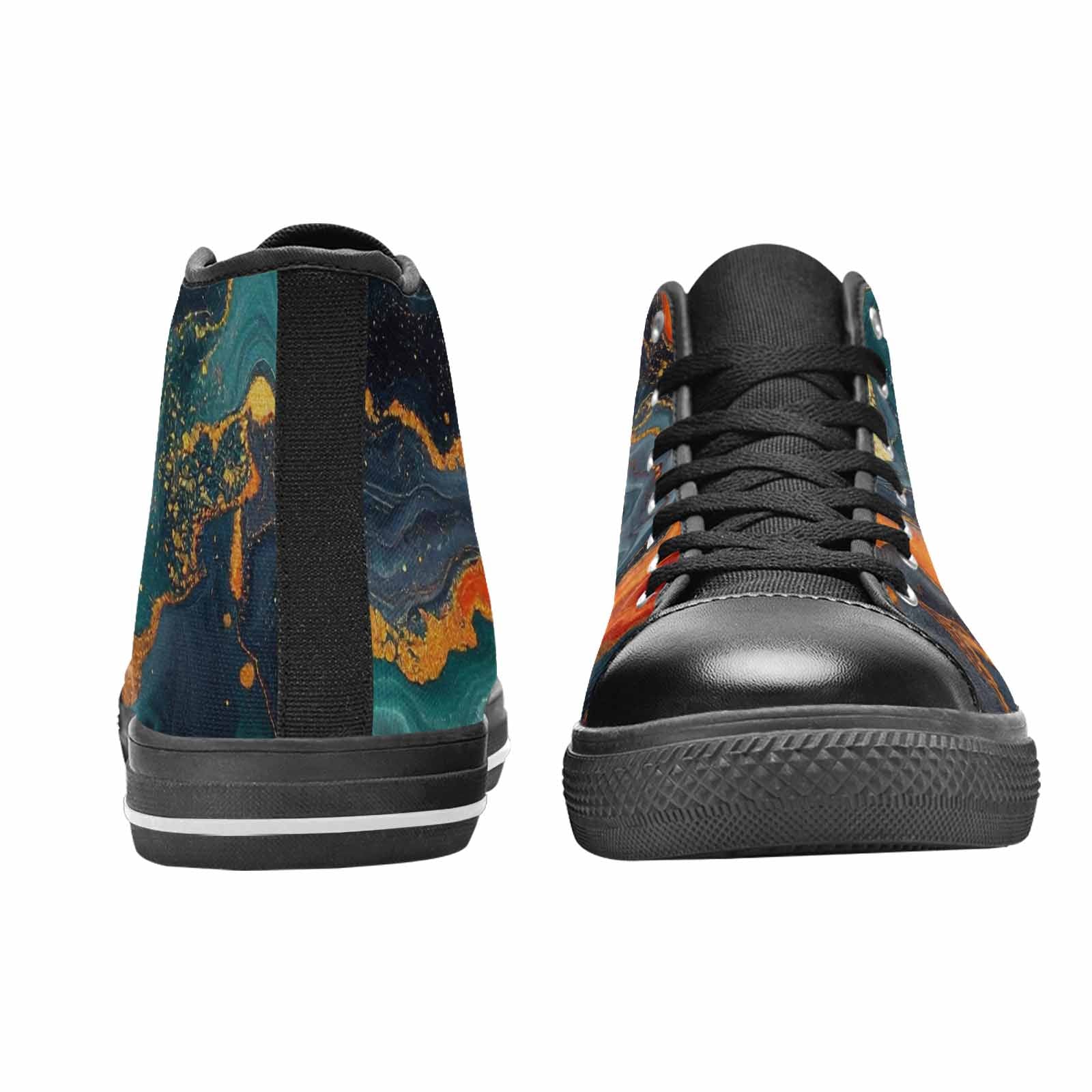 WOMEN'S Marble Dark High Top Canvas Vivid Custom Sneakers