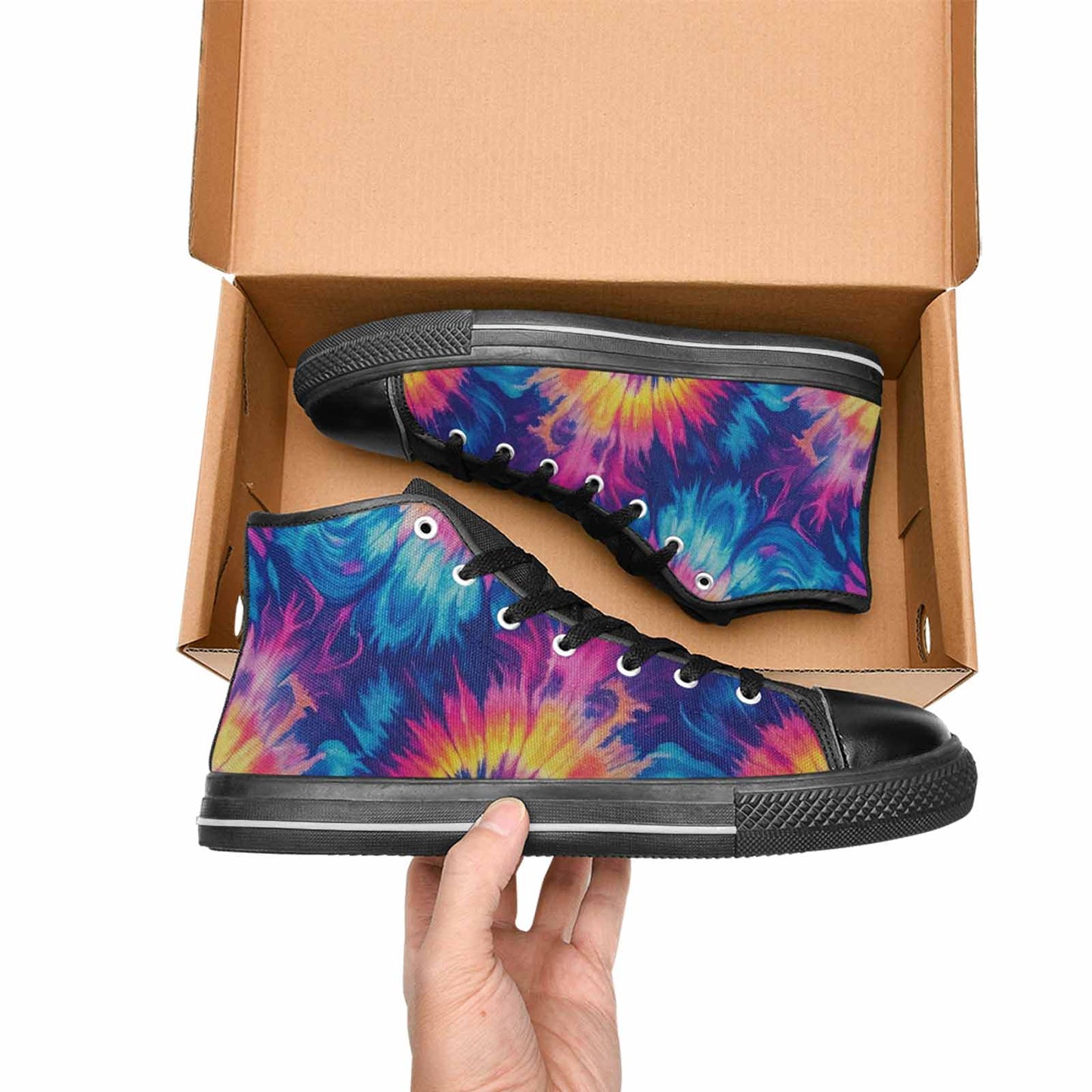 MEN'S Tie Dye Swirl High Top Canvas Cottagecore Sneakers