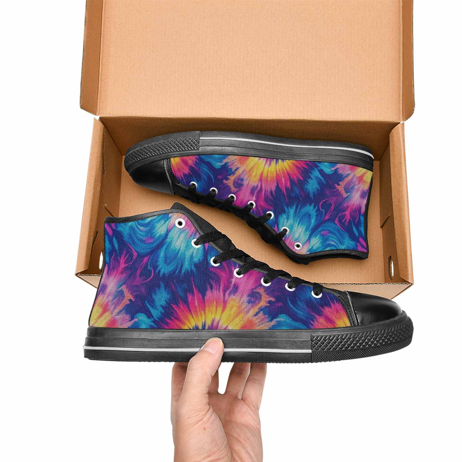 MEN'S Tie Dye Swirl High Top Canvas Cottagecore Sneakers