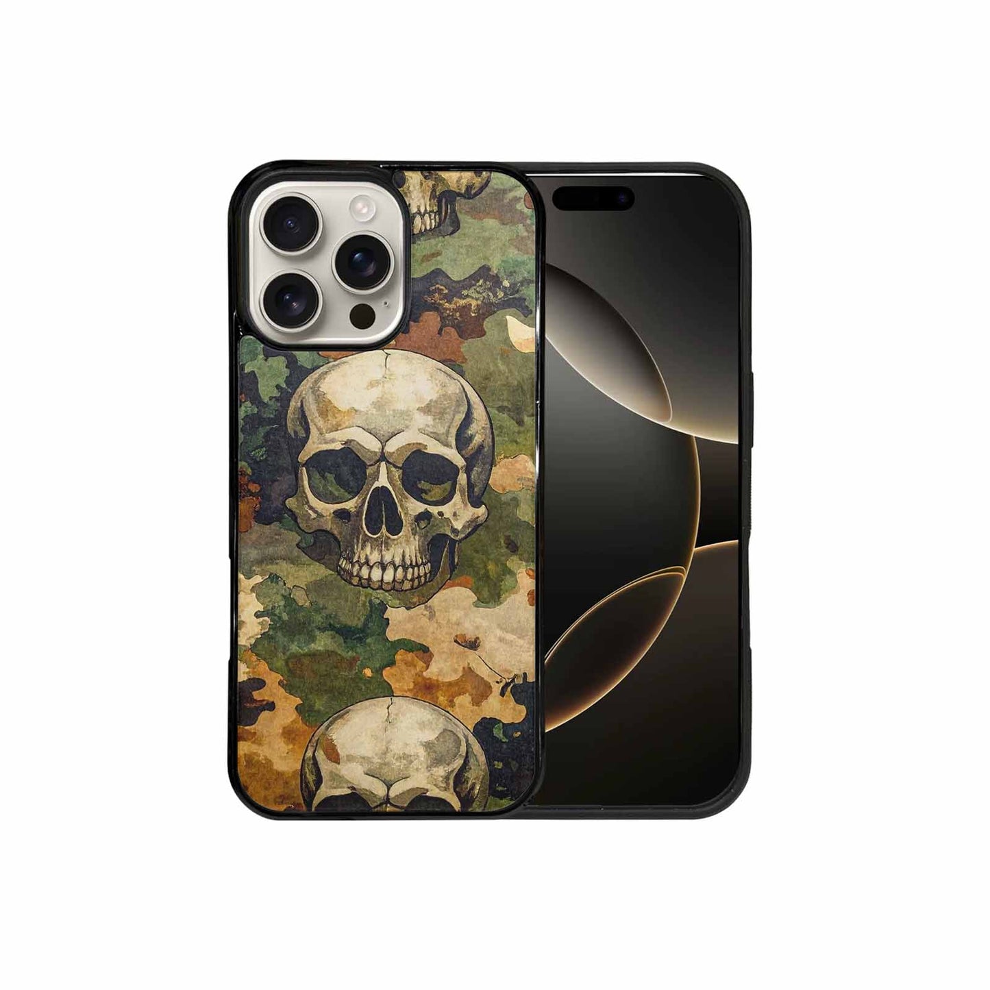 iPhone 16 Pro Max Case — Military Camo Texture Combined With Distressed, Customized Protective Case
