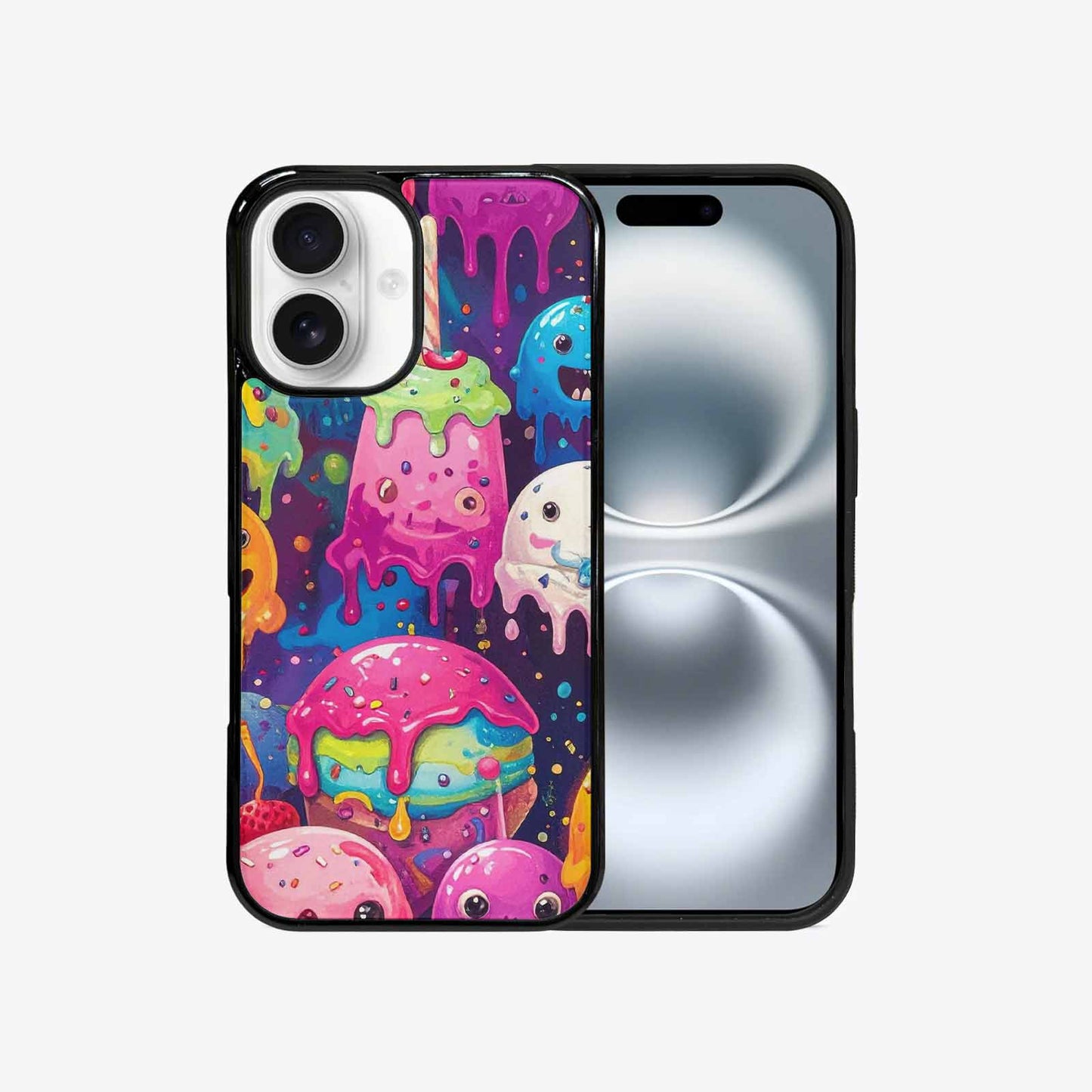 iPhone 16 Case — Melting Ice Cream Monster Charac, Custom Printed Phone Case