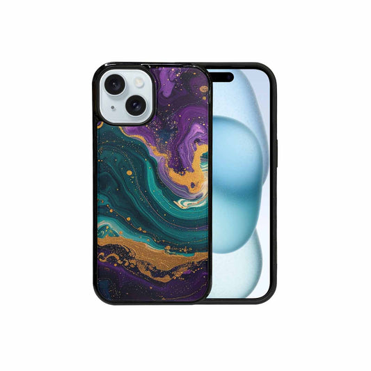 iPhone 15 Case — Marbled Swirl Texture Blended With Galaxy, Original Design Phone Case