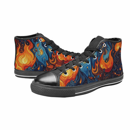 WOMEN'S Fire Flame High Top Canvas Dark Academia Sneakers