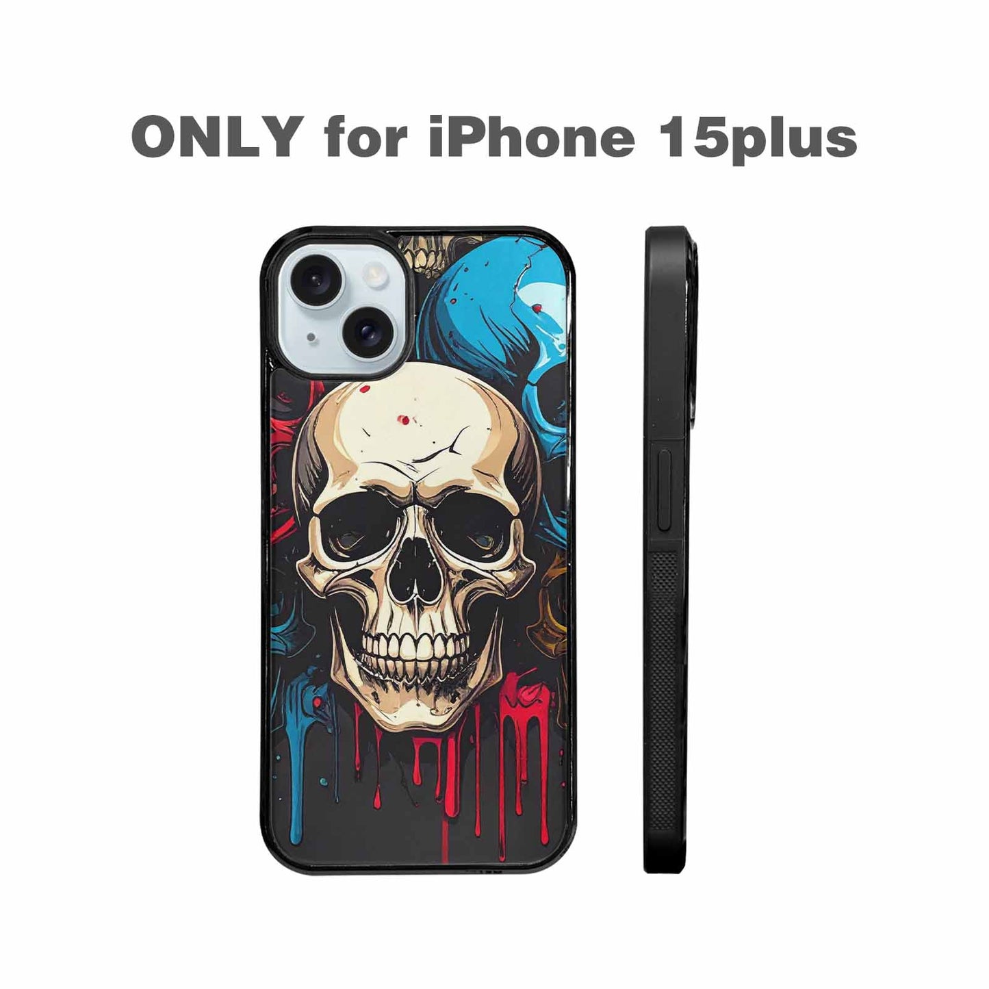 iPhone 15 Plus Case — Dripping Skulls Collage, Custom Designed Case Cover