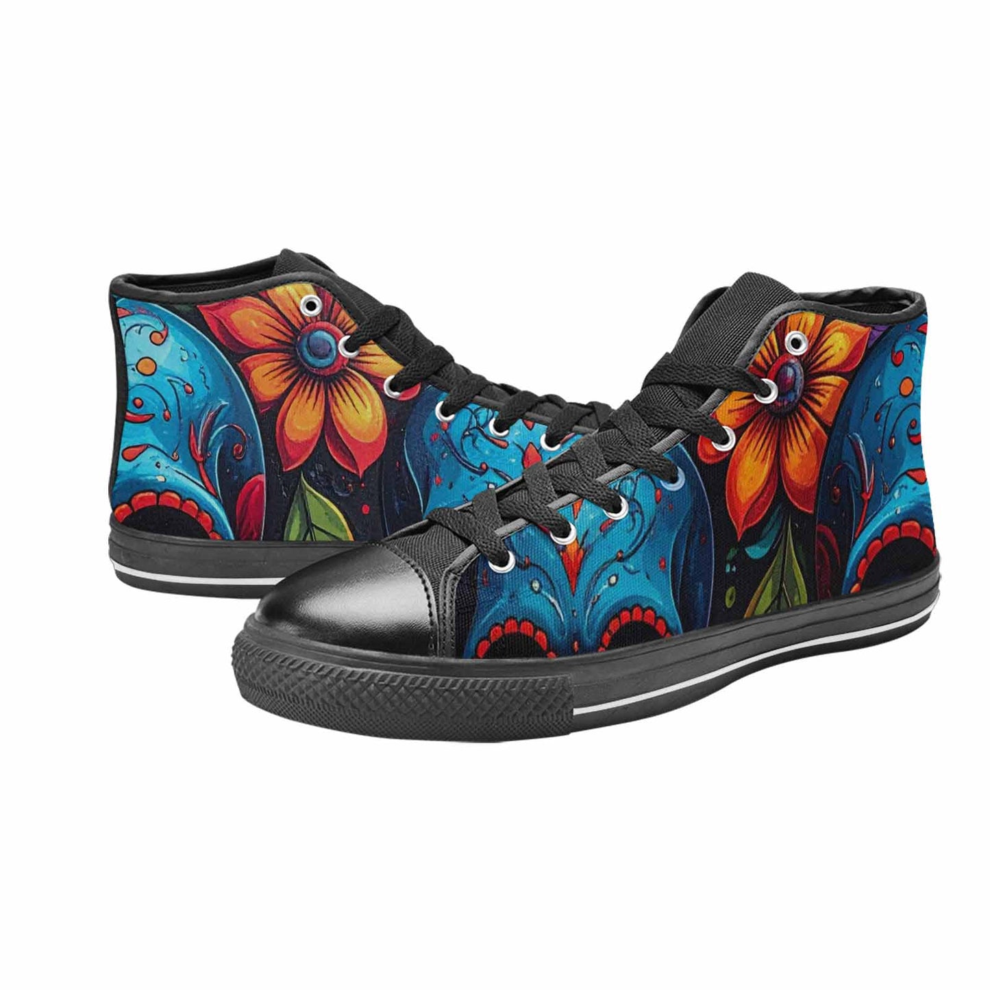 WOMEN'S Graffiti Skull High Top Canvas Dark Academia Custom Sneakers