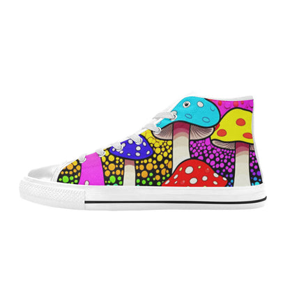 WOMEN'S Colorful Mushrooms Art Vibes High Top Canvas Dreamcore Sneakers