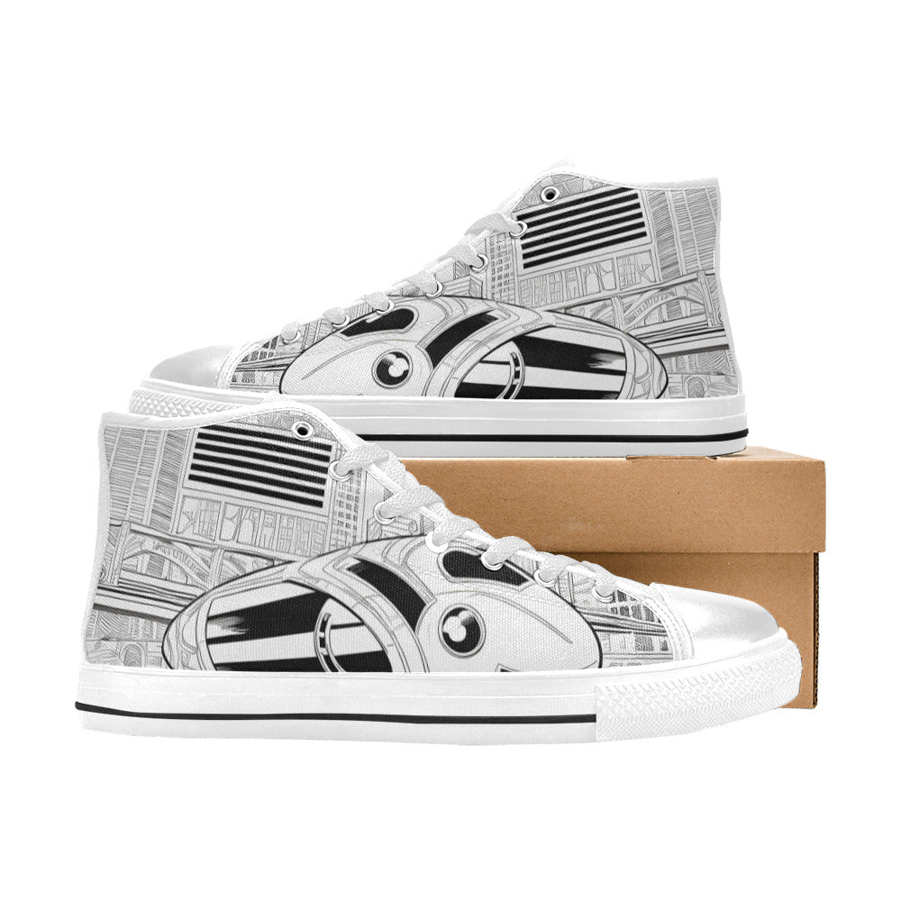 WOMEN'S Freestyle Art 3 High Top Canvas Dark Academia Sneakers