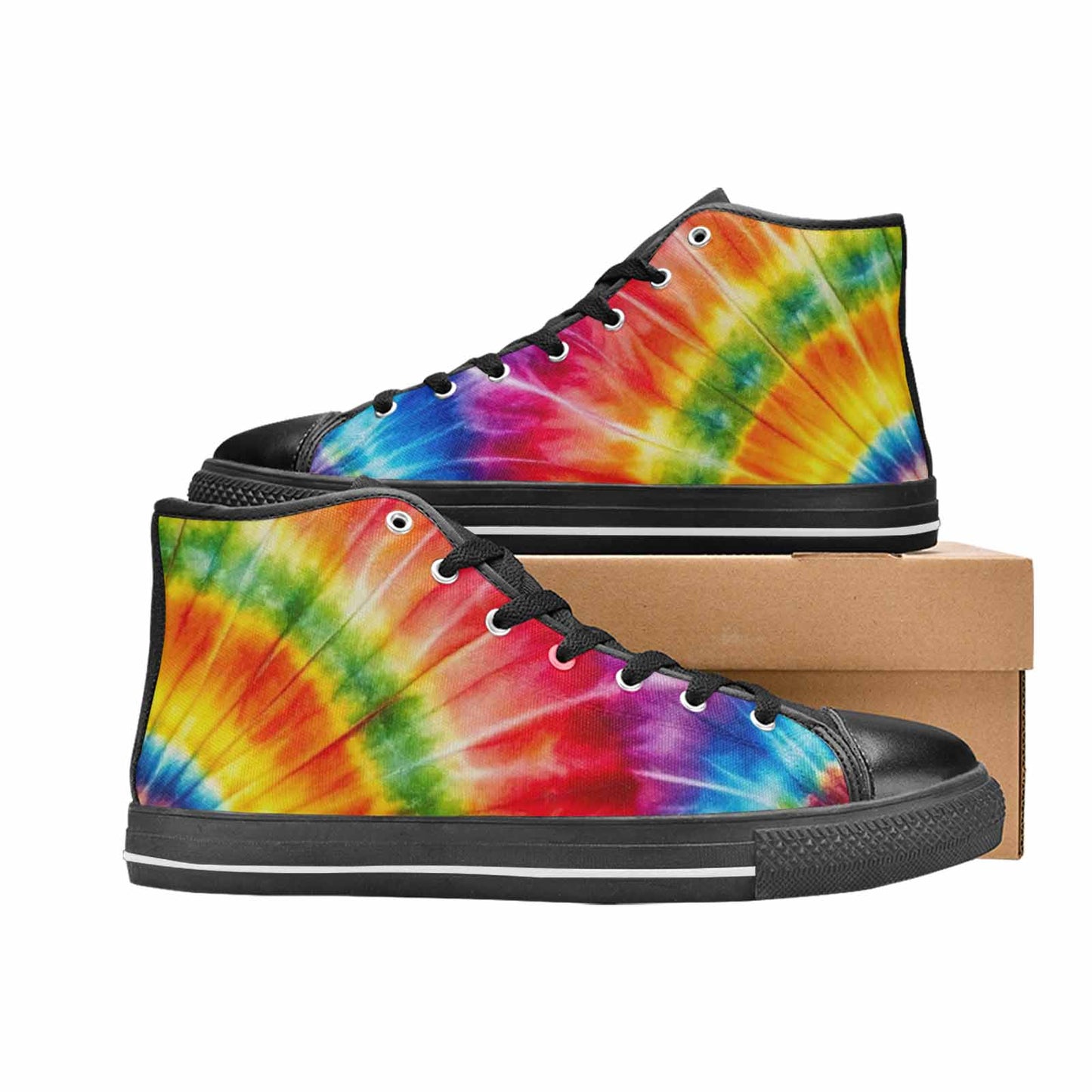 MEN'S Rainbow Spiral Tie Dye High Top Canvas Dark Academia Shoes