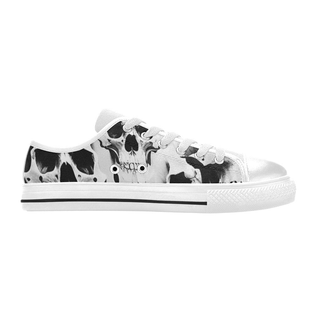 MEN'S Cc Grey Skull Art Canvas Y2K Shoes