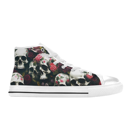 WOMEN'S Rose Skulls Dark 5 High Top Canvas Dreamcore Custom Sneakers