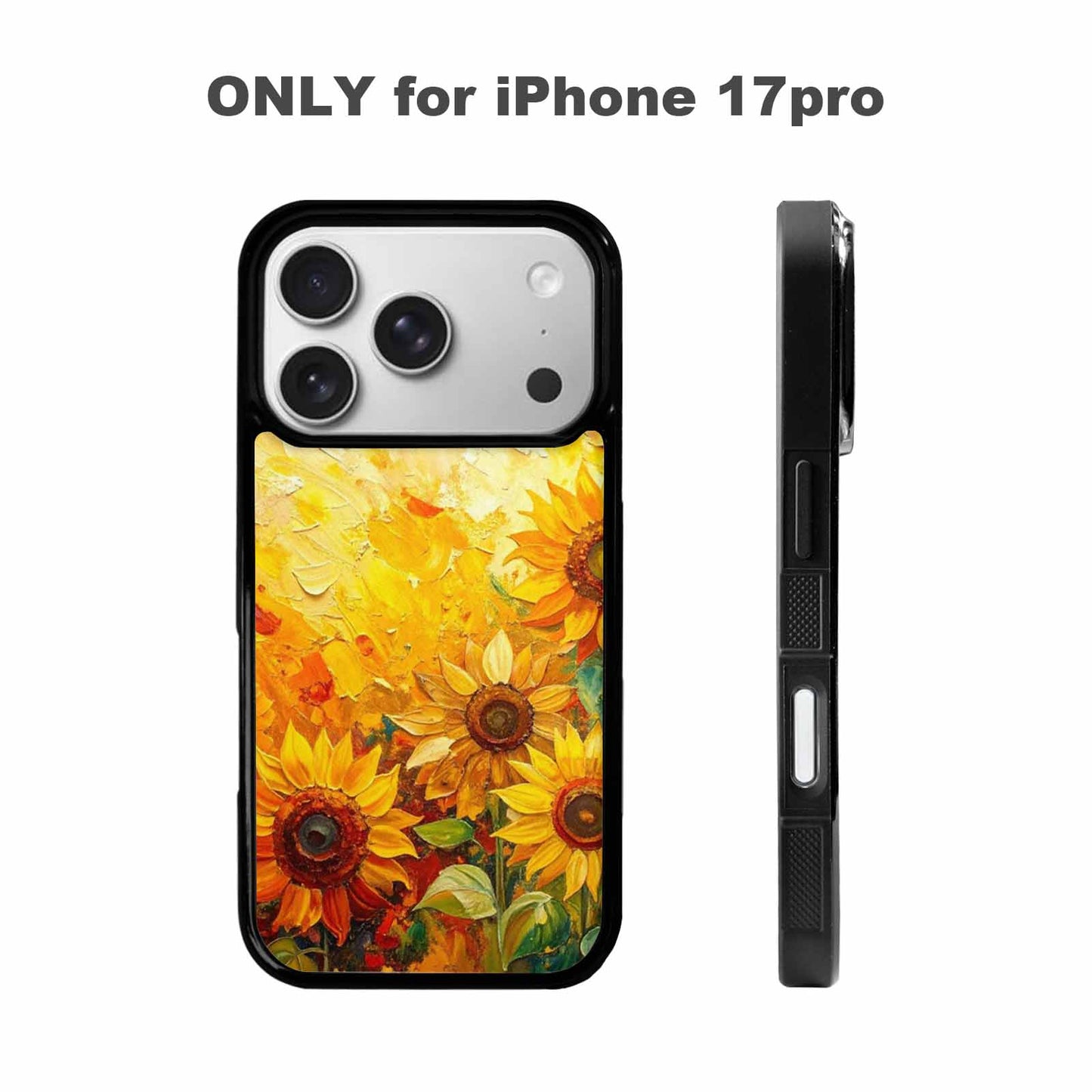 iPhone 17 Pro Case — Impressionist Sunflower Brushstroke Pattern Hundreds Floral, Custom Made Phone Cover
