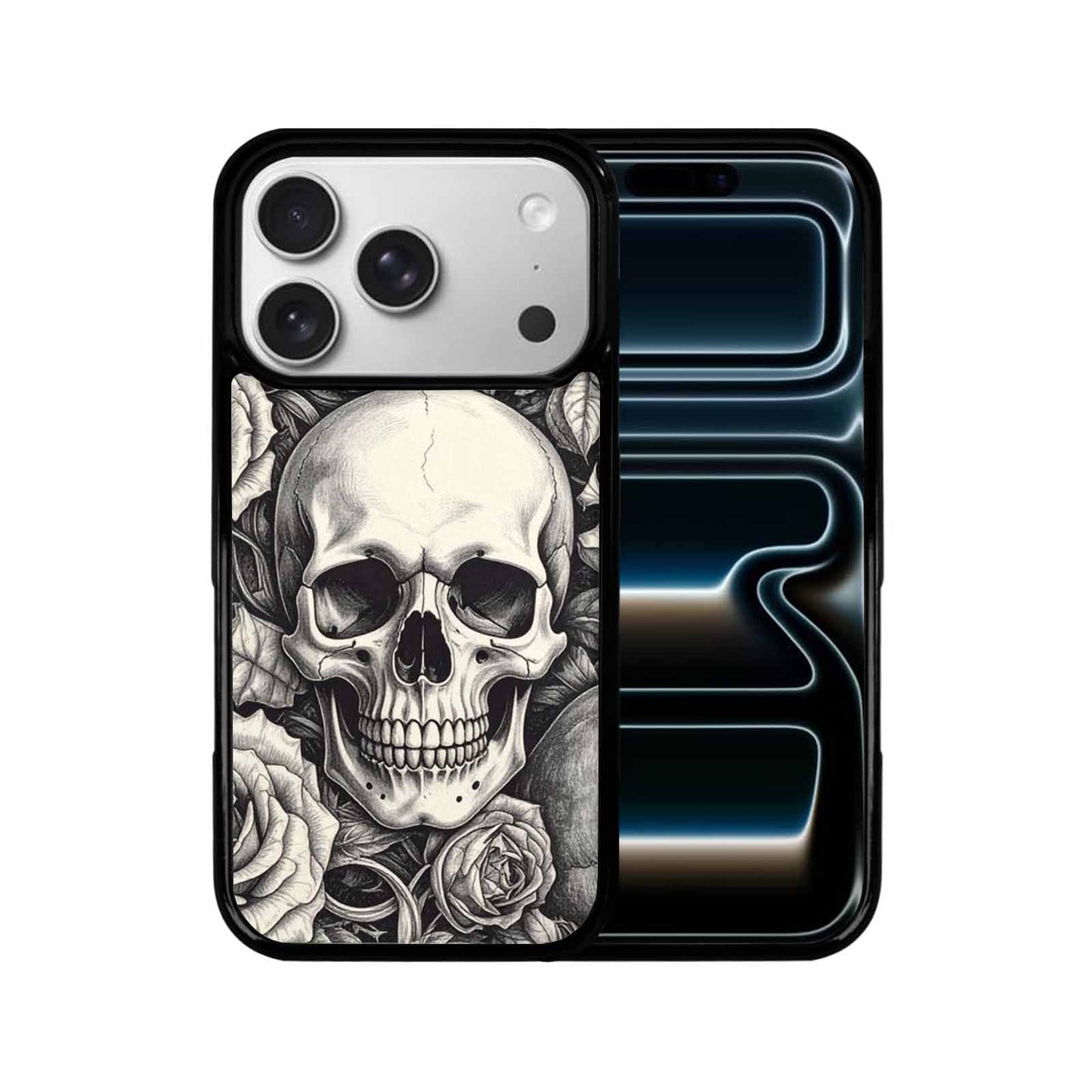 iPhone 17 Pro Case — Skulls Roses Pen Ink Gothic Skulls, Personalized Phone Case