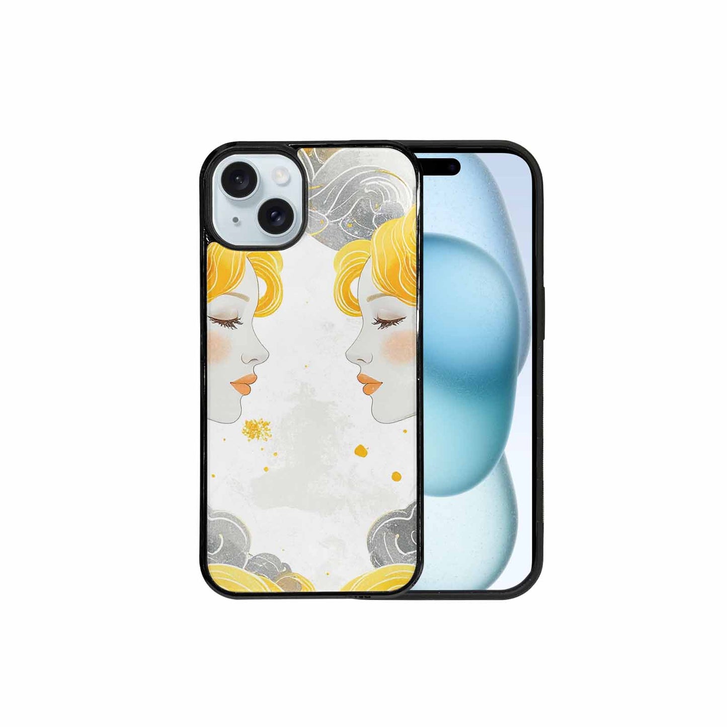 iPhone 15 Plus Case — Gemini Twins Zodiac Pattern Seamless Repeat, Custom Designed Case Cover
