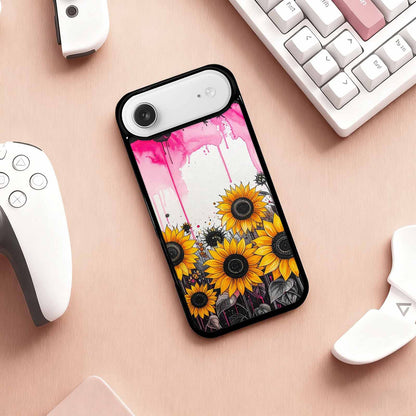 iPhone 17 Air Case — Sunflower Burst Black Pink Ink Floral, Custom Made Phone Cover