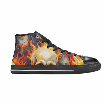 MEN'S Skulls - Flaming High Top Canvas Neon Fantasy Shoes