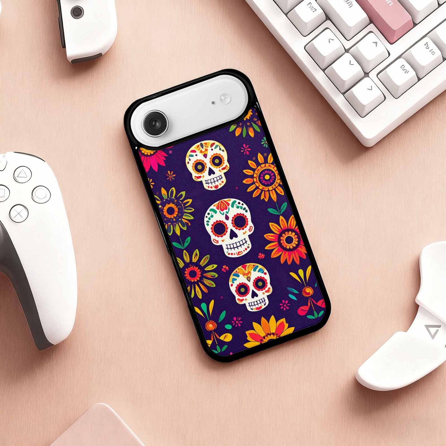 iPhone 17 Air Case — Sunflowers And Skulls Gothic Skulls, Unique Phone Case Design