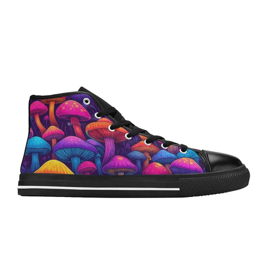 MEN'S Psychedelic Mushroom Cartoon Pattern High Top Canvas Neon Fantasy Custom Sneakers