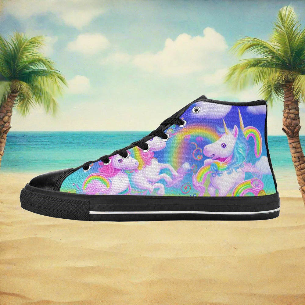 Cherry Blossom Purple Teal Wearable WOMEN Bold Art - Freaky Shoes | Custom Art Sneakers