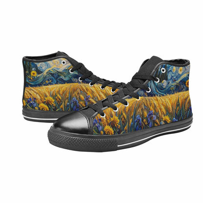 MEN'S Van Gogh-Style Swirl High Top Canvas Vibrant Chaos Shoes