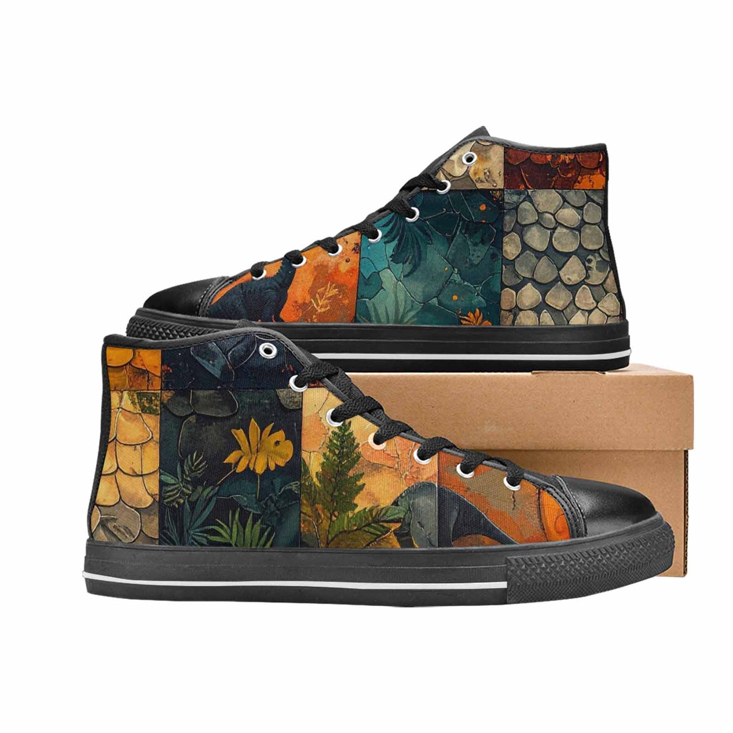 WOMEN'S Dinosaur Silhouette High Top Canvas Dreamcore Sneakers