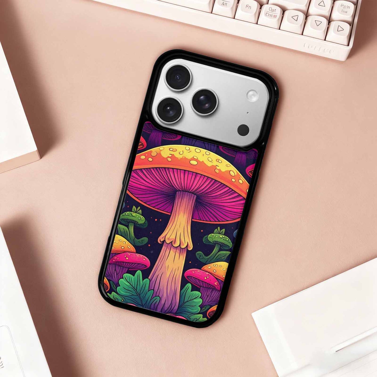 iPhone 17 Pro Case — Psychedelic Mushroom Cartoon Pattern Cartoon Cute, Unique Phone Case Design