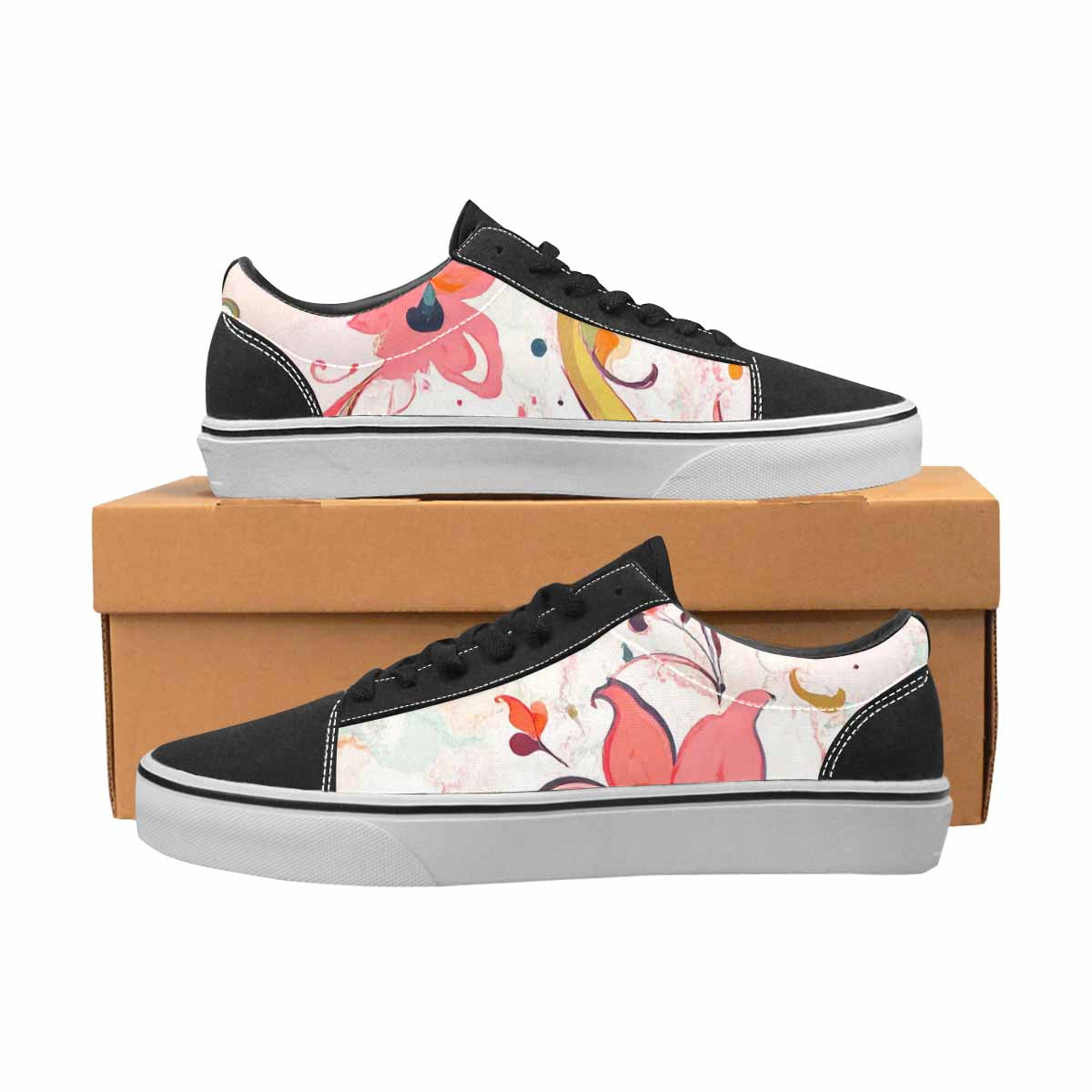 WOMEN'S Marble Floral Canvas Lace-Up Aesthetic Shoes